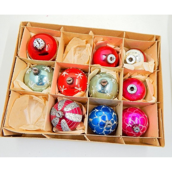 Vintage Glass Christmas Tree Ornament Lot Shiny Brite Czechoslovakia 10 Pieces - Picture 7 of 10